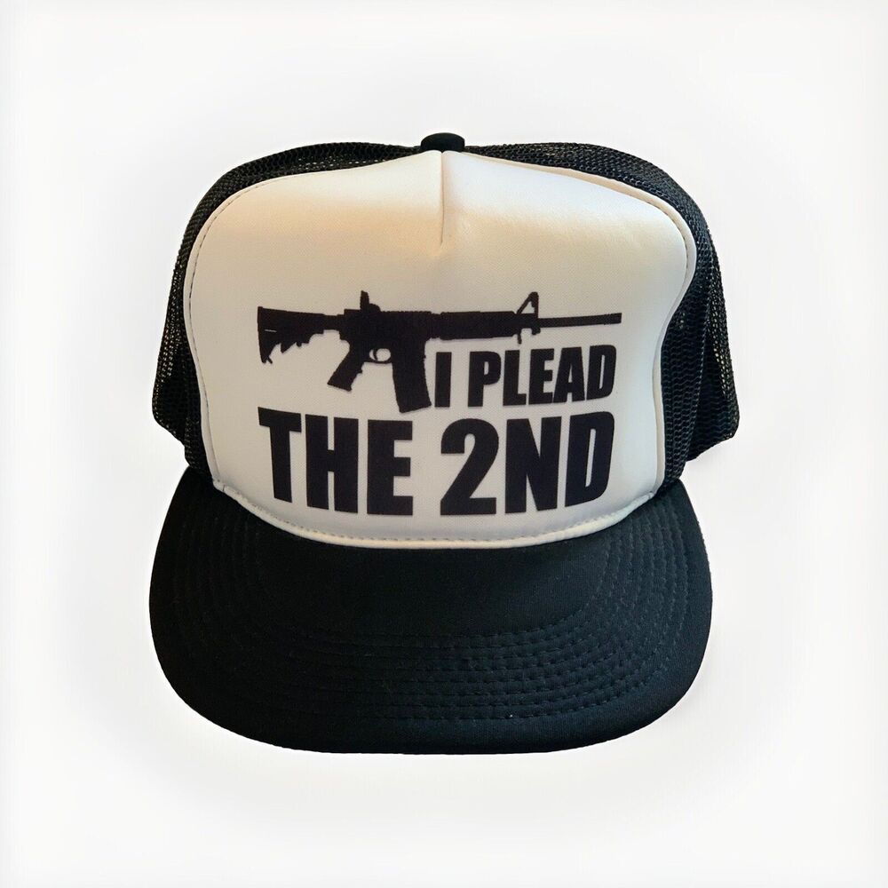 American Gun Rights Snapback Trucker Hat Baseball Cap Black Mesh I Plead the 2nd